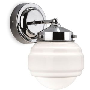 FIRSTLIGHT ART DECO WALL LIGHT CHROME WITH OPAL WHITE GLASS