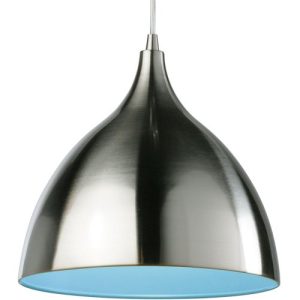 FIRSTLIGHT CAFÉ PENDANT BRUSHED STEEL WITH BLUE INSIDE