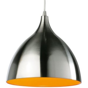 FIRSTLIGHT CAFÉ PENDANT BRUSHED STEEL WITH ORANGE INSIDE