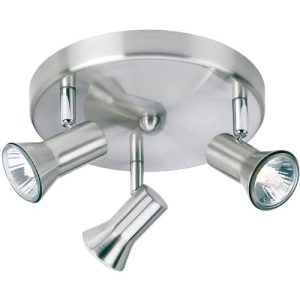 FIRSTLIGHT MAGNUM 3 LIGHT FLUSH CEILING FITTING BRUSHED STEEL
