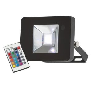 KNIGHTSBRIDGE (PRE-WIRED) 230V IP65 10W RGB LED BLACK DIE-CAST ALUMINIUM FLOODLIGHT