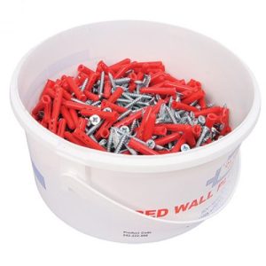 TRADE TUB 500 X 1 1/2 SCREWS+RED PLUGS