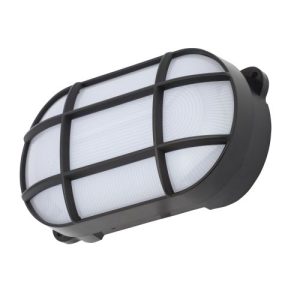 FORUM CAPELLA 8W LED OVAL GRID BULKHEAD IP65 BLACK
