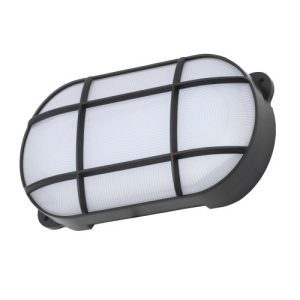 FORUM CAPELLA 15W LED OVAL GRID BULKHEAD IP65 BLACK