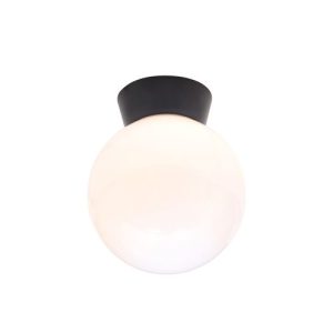 FORUM YORK E27 GLOBE FLUSH PORCH LIGHT BLACK & OPA