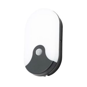 FORUM TURUS 15W LED BLACK PIR OVAL BULKHEAD