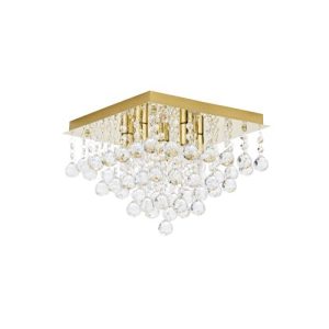 FORUM ORLANDO 5LT CEILING LAMP IP44 SATBRS SATIN BRASS; CLEAR;
