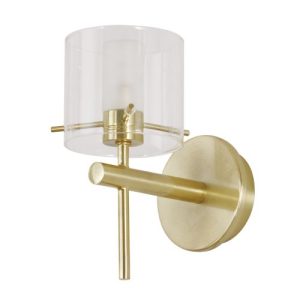 FORUM GENE CLR CYLINDER WALL LIGHT SATIN BRASS