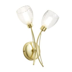 FORUM VERIA 2LT TANGLE WALL LIGHT CLEAR/SBRASS SATIN BRASS/CLEAR