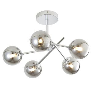 FORUM LINDOS 5LT CROSS ARM SEMI-FLUSH CHROME/FROSTED CHROME/FROSTED