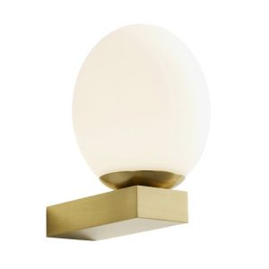 FORUM AGIOS 1LT LED WALL LIGHT IP44 SBRASS SATIN BRASS