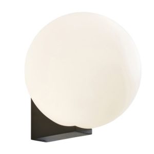 FORUM THIVA 1LT WALL LIGHT IP44 MATT BLACK/OPAL