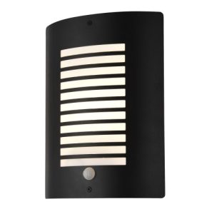 FORUM SIGMA PANEL SLATED BLACK WALL LIGHT WITH PIR