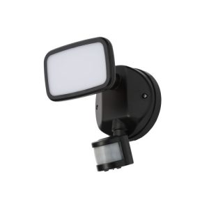 FORUM LYNN 1 X 10W LED FL BLACK W 180DEG ADJ PIR IP65 3K BLACK