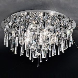 FRANKLITE JAZZY 5-LIGHT CHROME/CRYSTAL CEILING PLATE