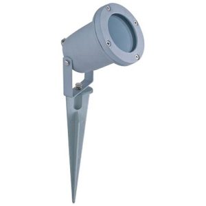 GAP IP65 SILVER DIE-CAST ALUMINIUM GU10 240V ADJUSTABLE SPOTLIGHT WITH SPIKE