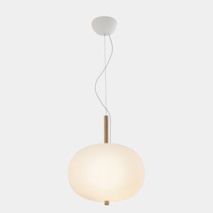 GROK PENDANT ILARGI Ø395 LED 21.4W 1684LM 2700K 1-10V WHITE LIGHT WOOD