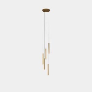 GROK PENDANT CANDLE 5 BODIES CHANDELIER LED 15.6W 844LM 2700K 0/1...10V GOLD