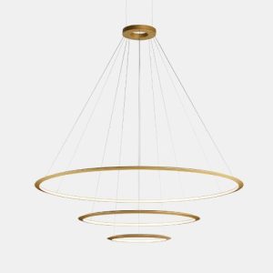 GROK PENDANT CIRCULAR INWARD 3 RINGS (Ø3000 Ø2000 Ø1200) LED 555.8W 2400K GOLD