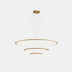 GROK PENDANT CIRCULAR INWARD 4 RINGS (Ø1200 Ø2000 Ø2000 Ø1200) LED 378.2W 4000K GOLD