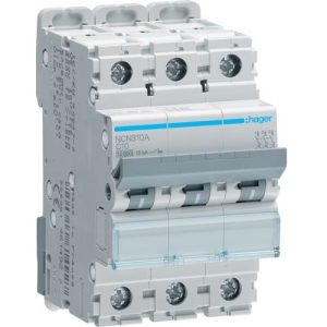 HAGER 10A C TYPE T/POLE MCB
