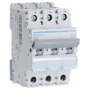 HAGER 40A Triple Pole 10kA D Curve MCB