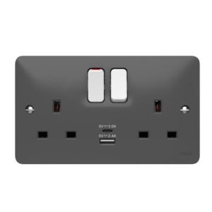 HAGER SOLLYSTA GREY 2G 13 USB-A+C SOCKET