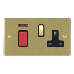 HAMILTON SATIN BRASS 45A COOKER SWITCH WITH SOCKET