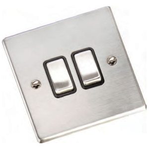 HAMILTON HARTLAND 2G 2W SATIN STEEL SWITCH (SS SWI WHT INS)
