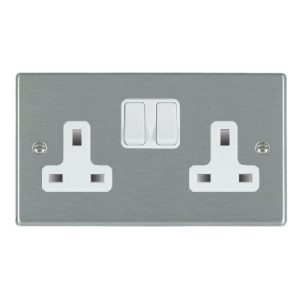 HAMILTON STAINLESS STEEL 2G 13A SOCKET WH