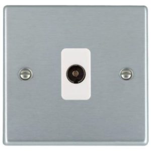 HAMILTON HARTLAND SATIN CHROME 1G NON-ISOLATED CO-AX SOCKET (WHT INS)