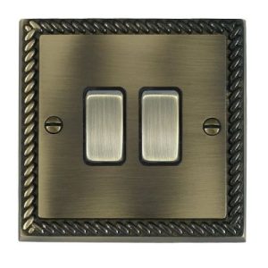 HAMILTON 2G 2W ANTIQUE BRASS/BLK SWITCH