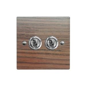 2G 2W DOLLY SWITCH(NAT.WALNUT)TWIN PLATE