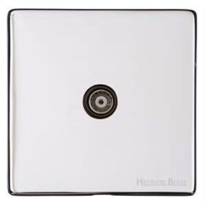 HERITAGE POLISHED CHROME 1G TV SOCKET WH INS