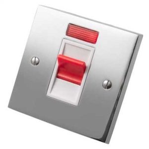 HERITAGE POLISHED CHROME 45A SWITCH + SOCKET WH IN