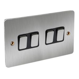 4G 2W SATIN CHROME FLAT PLATE SWITCH