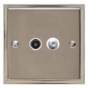 HERITAGE S/NICKEL SAT/TV SOCKETS WH TRIM