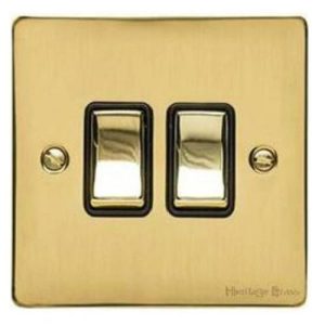 HERITAGE 2G 2W SWITCH FACE PLATE POLISHED BRASS