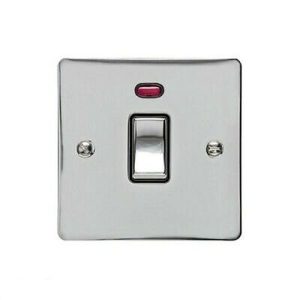 HERITAGE POLISHED CHROME 20A D/POLE SWITCH (BLK INS)