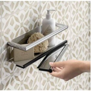 HIB SHOWER BASKET WITH GRAB BAR AND MAGNETIC SQUEEGEE (BLACK)