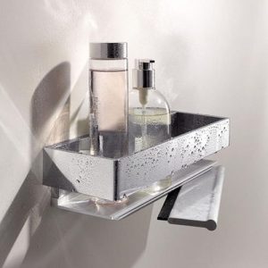 HIB SHOWER BASKET WITH GRAB BAR AND MAGNETIC SQUEEGEE (CHROME)