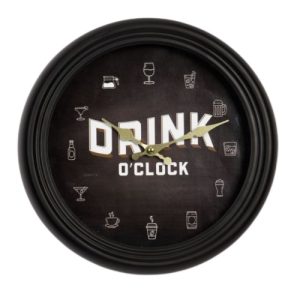 WIDDOP METAL DRINK O'CLOCK WALL CLOCK 30CM TBD