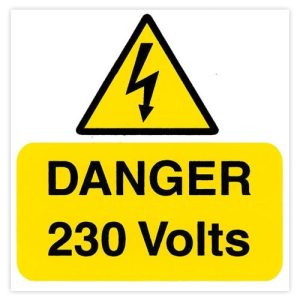 DANGER 230V 75mm X 75mm RIGID LABEL (PK.5)