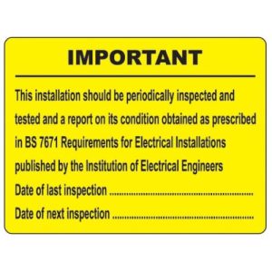 PERIODIC INSPECTION LABELS (PK 100)