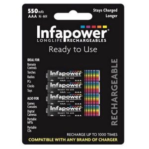 INFAPOWER AAA 550MAH RECH BATTS 4PK