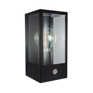 INTEGRAL OUTDOOR DECORATIVE WALL LIGHT CONTEMPORARY LANTERN SENSOR IP44 1X E27 BLACK (BULB NOT INCLUDED)