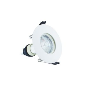 INTEGRAL EVOFIRE FIRE RATED DOWNLIGHT 70MM CUTOUT IP65 WHITE ROUND *NO GU10 HOLDER*