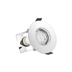 INTEGRAL EVOFIRE FIRE RATED DOWNLIGHT 70MM CUTOUT IP65 POLISHED CHROME ROUND +GU10 HOLDER & INSULATION GUARD