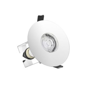 INTEGRAL EVOFIRE FIRE RATED DOWNLIGHT 70-100MM CUTOUT IP65 POLISHED CHROME ROUND +GU10 HOLDER & INSULATION GUARD