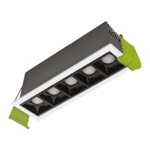 INTEGRAL TRACELUX 10W 5 LIGHT 4000K 45MM WIDTH RECESSED LINEAR DOWNLIGHT LED 140MM BY 37MM CUTOUT CRI90 IP20 830LM 30 DEG BEAM 83LM/W WHITE BEZEL WITHOUT OUTER COVER WITHOUT DRIVER